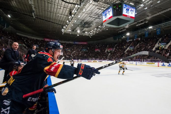 Ishockey, SHL, Semifinal 3, Djurgrden - Skellefte Djurgårdens Marcus Högström reagerar under semifinal 3 i SM-slutspelet mellan Djurgården och Skellefteå Foto: Bildbyrån